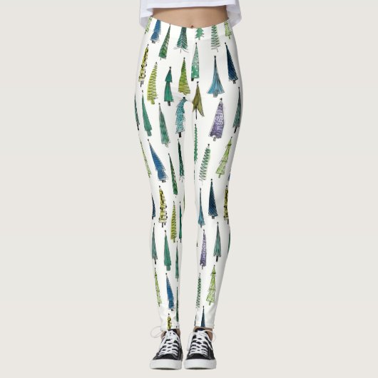 Winter Holiday Evergreen Trees Leggings (Voorkant)