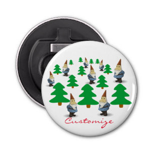Winter Holiday Gnomes kerstbomen Thunder_ Button Flesopener