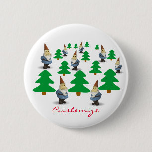 Winter Holiday Gnomes kerstbomen Thunder_Cove Ronde Button 5,7 Cm