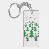 Winter Holiday Gnomes kerstbomen Thunder_Cove Sleutelhanger (Voorkant Links)