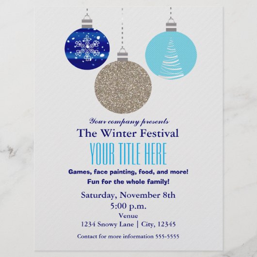 Winter Holiday Hanging Ornament Event Flyer Poster (Voorkant)