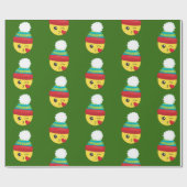 Winter Holiday Kerstmis Emoji Wrapping Paper Cadeaupapier (Vlak)