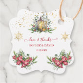 Winter Holiday Pine Cones Kerstbal Weddenschap Bedankjes Labels (Achterkant)
