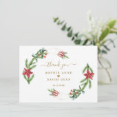 Winter Holiday Pine Cones Kerstbal Weddenschap Bedankkaart (Staand voorkant)