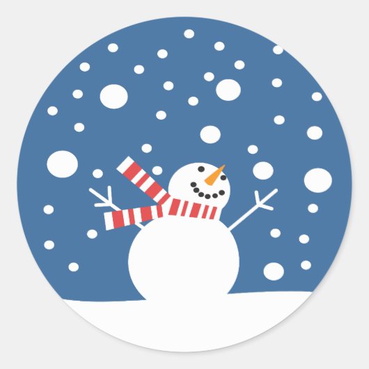Winter Holiday Snowman Ronde Sticker (Voorkant)
