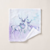 Winter Holiday - Waterverf Deer Scene Bad Handdoek (Wasdoekje)