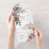 Winter Holly Berry All In One Uitnodiging (Afscheurbaar)