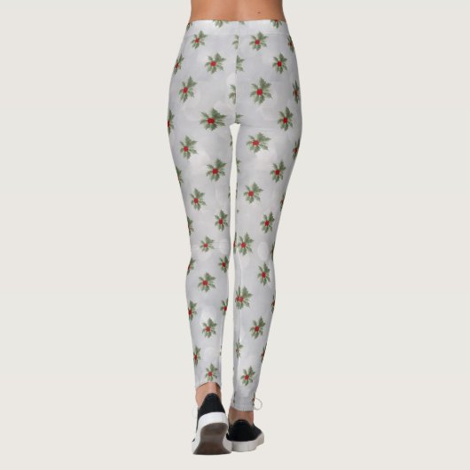 Winter Holly Berry Pattern Leggings (Achterkant)