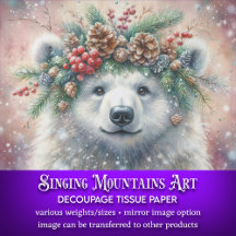 Winter Holly Crown Polar Beer Decoupage