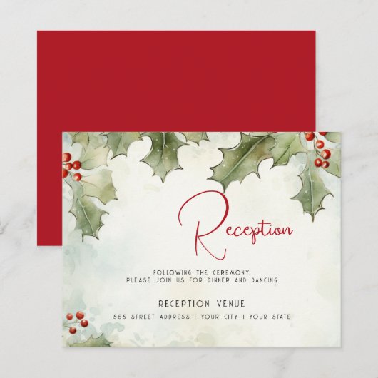 Winter Holly en bessen Informatiekaartje (Voorkant / Achterkant)