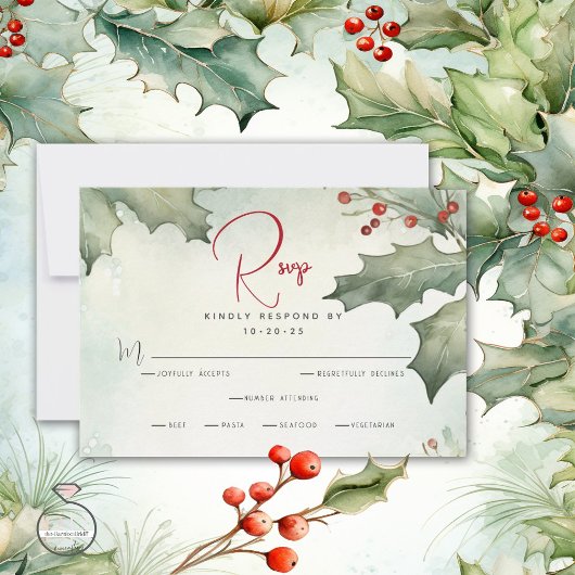 Winter Holly en bessen RSVP Kaartje