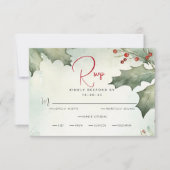 Winter Holly en bessen RSVP Kaartje (Voorkant)