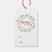Winter Holly en Pine Wreate Kerstmis Cadeaulabel (Voorkant)