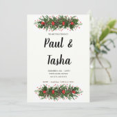 Winter Holly Faire-part de mariage (Debout devant)