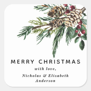 Winter Holly Kerst sticker