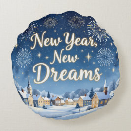Winter home New Year  Round Pillow Rond Kussen