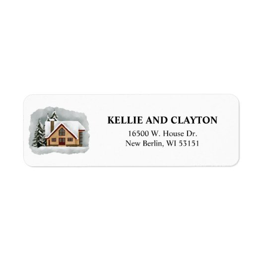 Winter Home Return Address Labels (Voorkant)