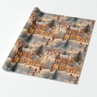 Winter Home Sneeuwdorp Cadeaupapier