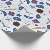 Winter-honkbalpatroon Cadeaupapier (Hoek)