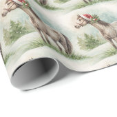 Winter Horse Gift Wrap with Santa Hat Cadeaupapier (Rol Hoek)