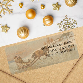 Winter Horse Sleigh Ride Label