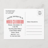 Winter Hot Cocoa Party Red de datum redden Aankondigingskaart (Achterkant)