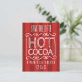 Winter Hot Cocoa Party Red de datum redden Aankondigingskaart (Staand voorkant)
