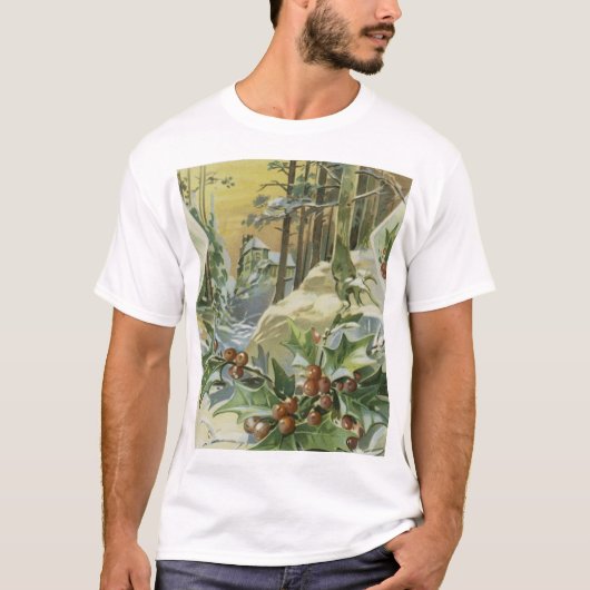 Winter House Vintage Illustration T-shirt (Voorkant)