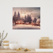 Winter huis bos - Johannes 14:27 Bijbel Verse Poster (Keuken)