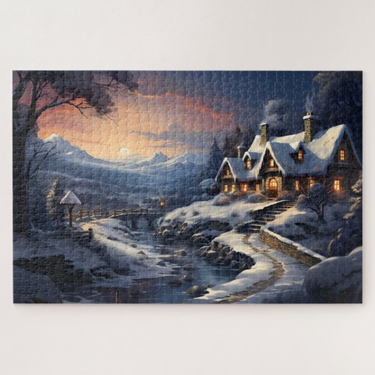 Winter Huis Legpuzzel (Horizontaal)