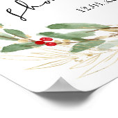 Winter Hulst Baby Shower Ontvangstbord Kerstmis Poster (Hoek)