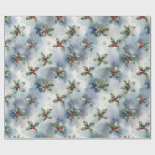 Winter Hulst Kerstmis Cadeaupapier (Vlak)