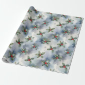 Winter Hulst Kerstmis Cadeaupapier (Uitgerold)