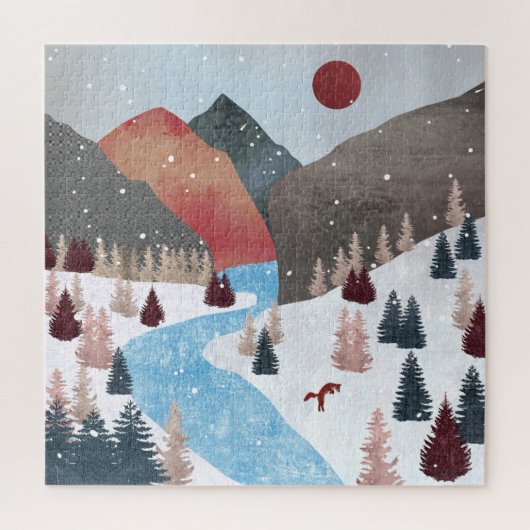 Winter Hunting Fox Legpuzzel (Verticaal)