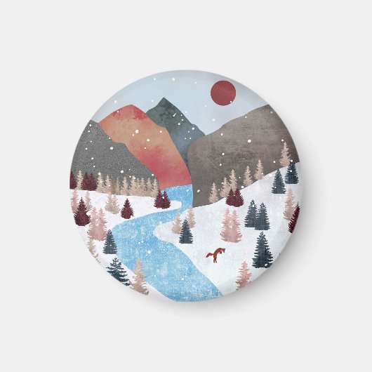 Winter Hunting Fox Magneet (Voorkant)