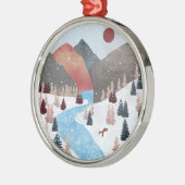 Winter Hunting Fox Metalen Ornament (Links)