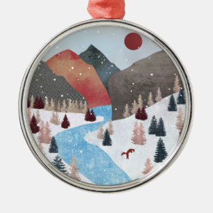 Winter Hunting Fox Metalen Ornament