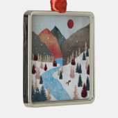 Winter Hunting Fox Metalen Ornament (Rechts)