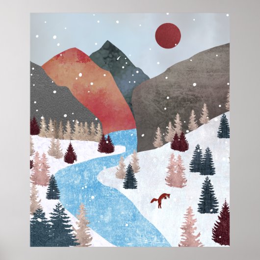 Winter Hunting Fox Poster (Voorkant)