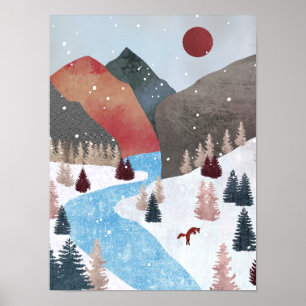 Winter Hunting Fox Poster