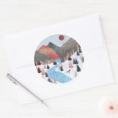 Winter Hunting Fox Ronde Sticker (Envelop)