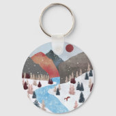 Winter Hunting Fox Trucker Hat Sleutelhanger (Voorkant)