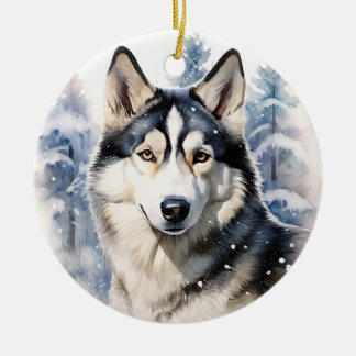 Winter Husky Keramisch Ornament