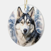 Winter Husky Keramisch Ornament (Links)