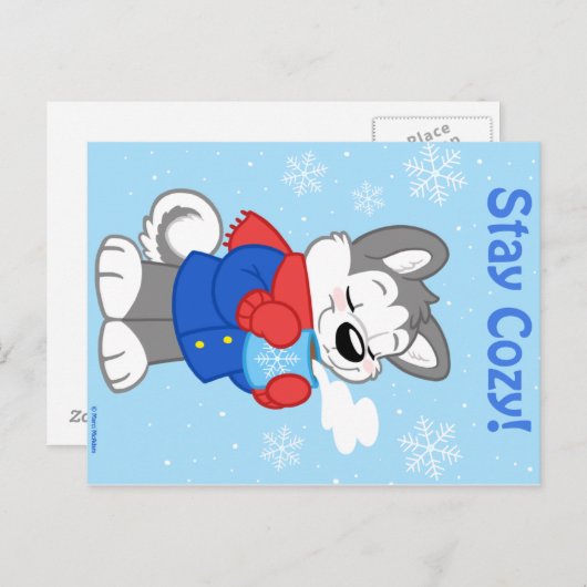 Winter husky postcard briefkaart (Voorkant / Achterkant)