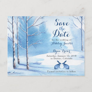 Winter Huwelijk Datum Besparen Bomen Konijnen Save The Date