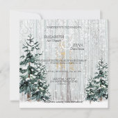 Winter Huwelijk Glitterende Sneeuwvlokken Dennenbo Kaart (Voorkant)