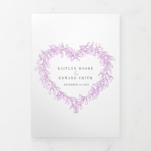 Winter huwelijks paarse maretak botanisch huwelijk drieluik programma (Cover)