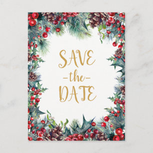 Winter Huwelijksvakantie Kerstmis Save the Date Aankondigingskaart