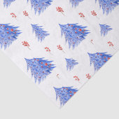 Winter Ice Blue Tree Holly bessen Witte Kerstmis Tissuepapier (Detail)